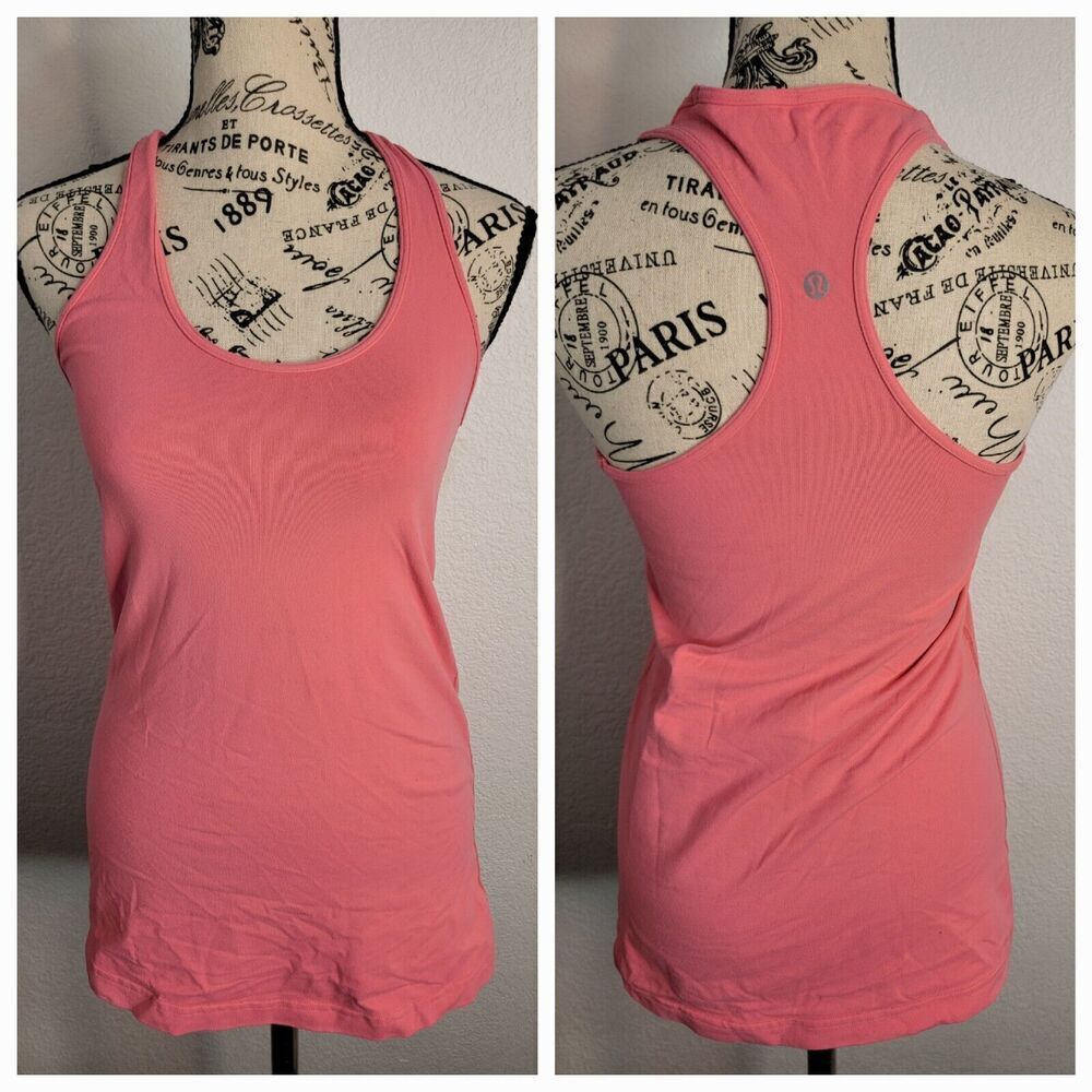 Lululemon Sz 6 Racer Back Tank Top Stretch Fitted Pink Womens